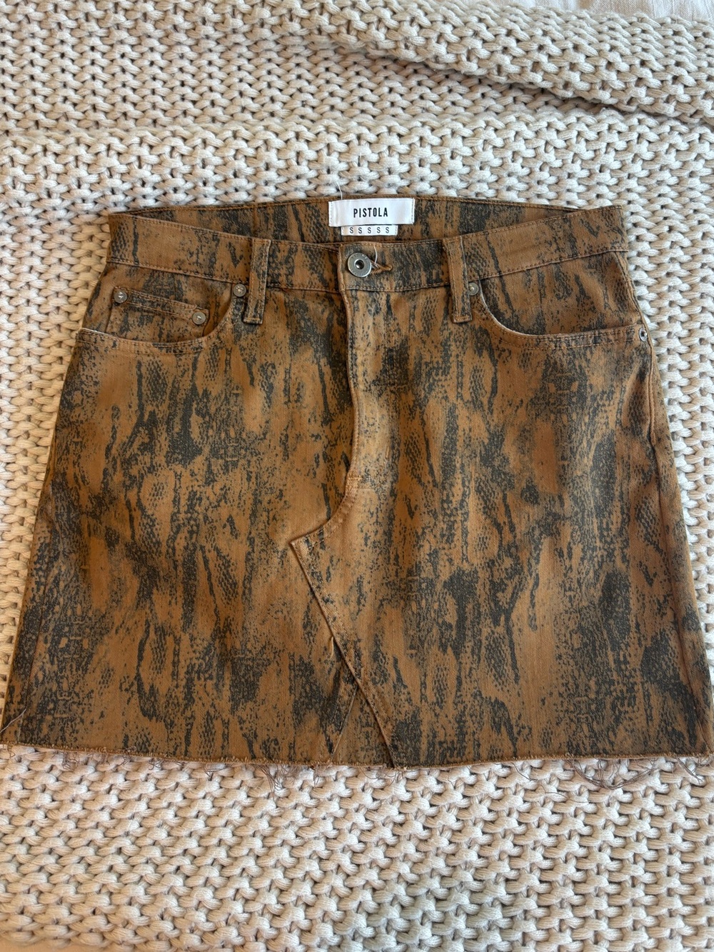 Pistola Brown animal print mini skirt